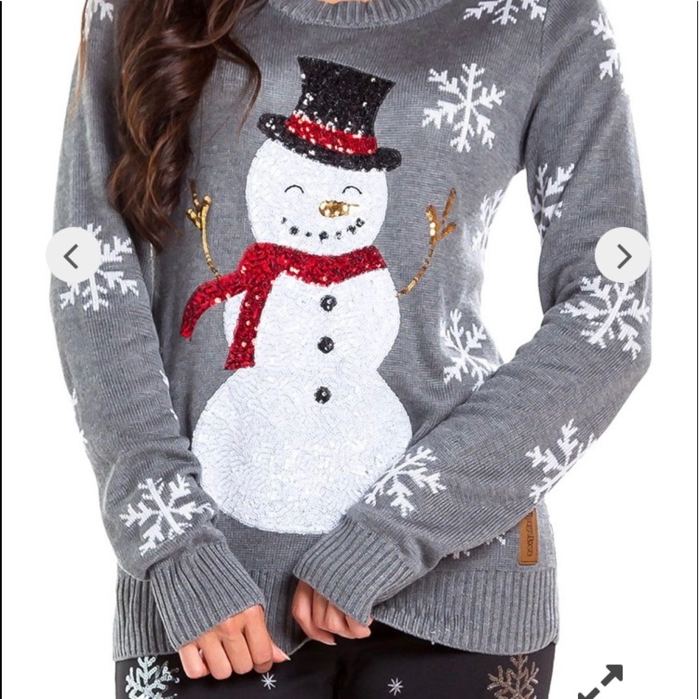 NWT Tipsy Elves Women’s Christmas  Sequined Snow Day Sweater NEW WITH TAGS